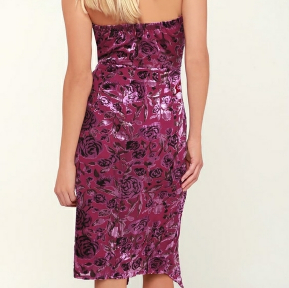 Lulus There She Rose Magenta Floral Velvet Dress - Picture 4 of 15